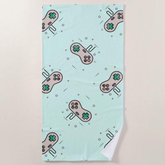 Grey game joystick op blauw strandlaken (Voorkant)