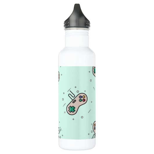 Grey game joystick op blauw waterfles  (Links)