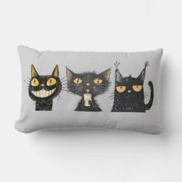 Grey Gekke Cat Trio Kussen
