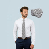 Grey Geo Star & Triangle Pattern Tie Stropdas