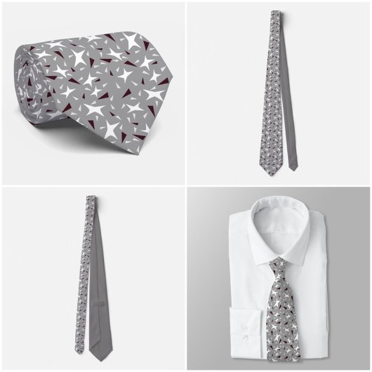 Grey Geo Star & Triangle Pattern Tie Stropdas