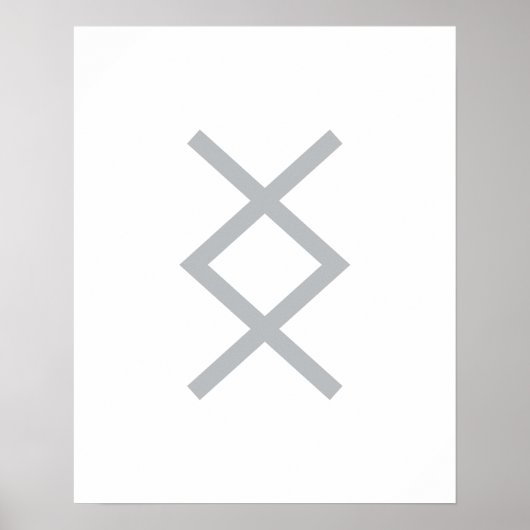 Grey Geometric Inguz (The God Ing) Viking Rune Poster (Voorkant)