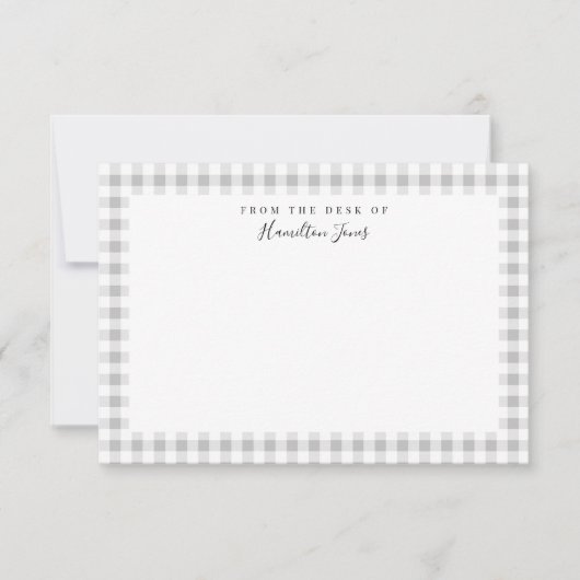 Grey Gingham Check from the Desk of Bedankkaart (Voorkant)