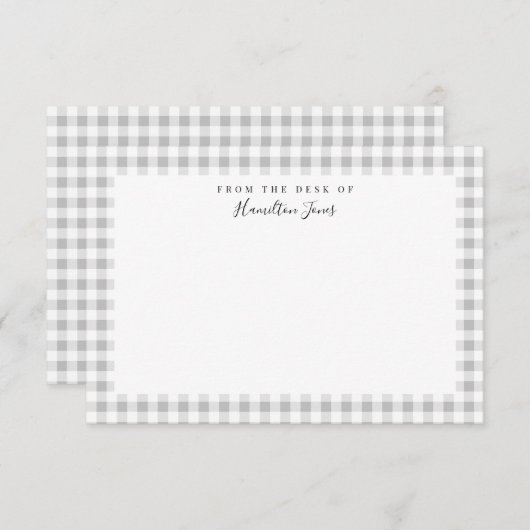 Grey Gingham Check from the Desk of Bedankkaart (Voorkant / Achterkant)