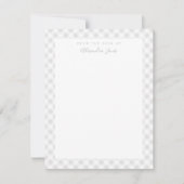 Grey Gingham Check Personal Stationery Note Kaart (Voorkant)