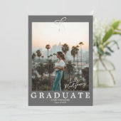 Grey Gingham Coquette Afstuderen Aankondiging (Staand voorkant)