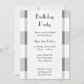 Grey Gingham, Geometric Pattern, Birthday Party Kaart (Voorkant)