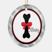 Grey Gingham Large Black Dog Bone Ornament (Links)