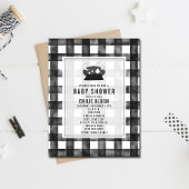 Grey Gingham Night Sky Baby shower Kaart