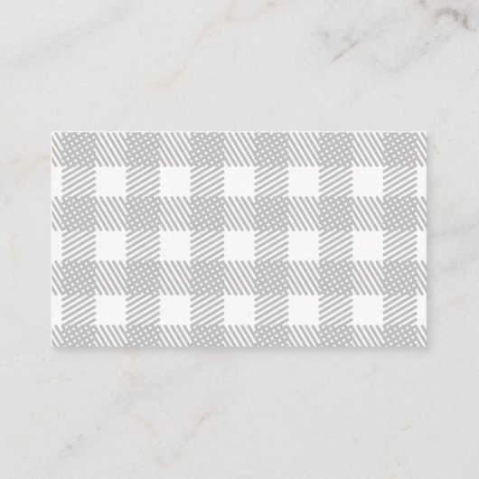 Grey Gingham Plaid Baby shower Luier Raffle Informatiekaartje (Achterkant)