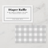 Grey Gingham Plaid Baby shower Luier Raffle Informatiekaartje (Voorkant / Achterkant)
