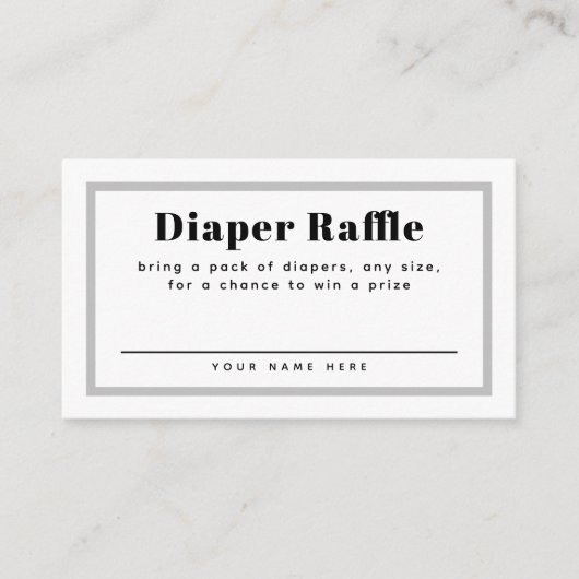 Grey Gingham Plaid Baby shower Luier Raffle Informatiekaartje (Voorkant)