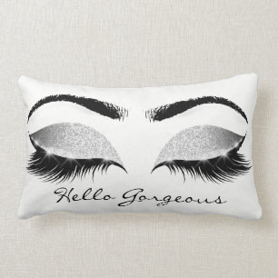 Grey Glitter Black Eyes Silver Makeup Lashes Hallo Kussen
