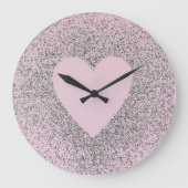 Grey Glitter Canvas Art with Pink Heart Grote Klok (Voorkant)
