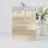 Grey Glitter Drips Silver Ivory Bridal Sweet 16th Kaart (Staand voorkant)