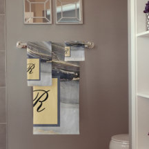 Grey Gold Black Marble  Elegant Monogram