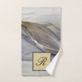 Grey Gold Black Marble Elegant Monogram Bad Handdoek (Handdoek)