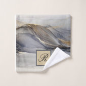 Grey Gold Black Marble Elegant Monogram Bad Handdoek (Wasdoekje)