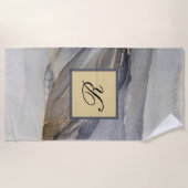 Grey Gold Black Marble  Elegant Monogram Strandlaken (Voorkant)