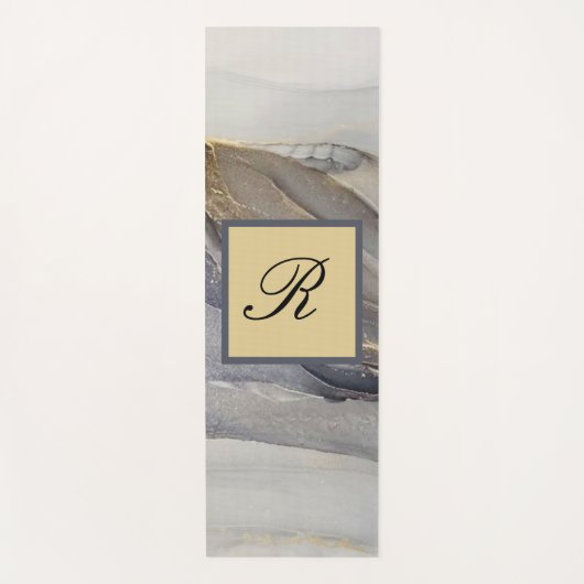 Grey Gold Black Marble  Elegant Monogram Yogamat (Voorkant)