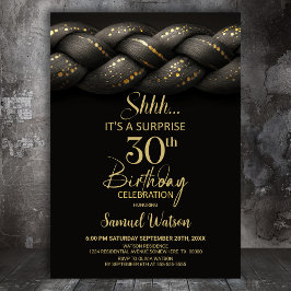 Grey Gold Braid Surprise 30th Birthday Party Kaart