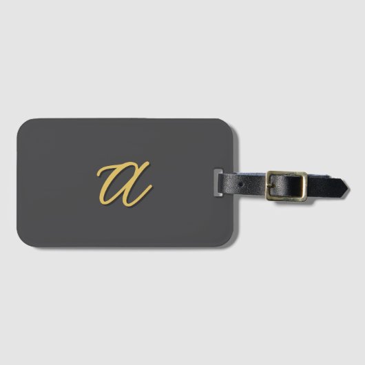 Grey Gold Color Monogram Professional Bagagelabel (Voorkant (horizontaal))