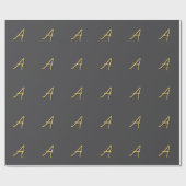 Grey Gold Color Monogram Professional Cadeaupapier (Vlak)