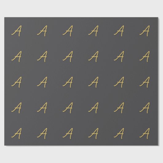 Grey Gold Color Monogram Professional Cadeaupapier (Vlak)