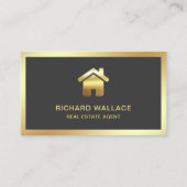Grey Gold Foil Home Logo Vastgoedmakelaar Visitekaartje (Voorkant)