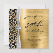 Grey Gold Leopard Folie Gem Ribbon 30e verjaardag Kaart (Voorkant)