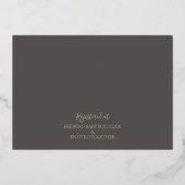 Grey & Gold Modern Peony Toile Baby shower Folie Uitnodiging (Achterkant)