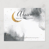 Grey Gold Moon Stars Baby shower Advice Card (Voorkant)