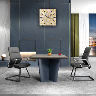 Grey Gold Sepia Animal Tiger Black Abstract Vierkante Klok