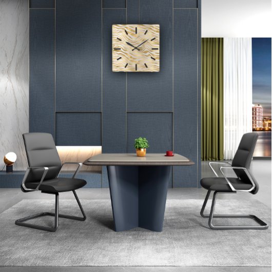 Grey Gold Sepia Animal Tiger Black Abstract Vierkante Klok