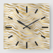 Grey Gold Sepia Animal Tiger Black Abstract Vierkante Klok (Voorkant)