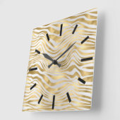 Grey Gold Sepia Animal Tiger Black Abstract Vierkante Klok (Hoek)