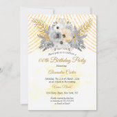 Grey Gold Sepia Floral Bouquet Birthday Party Kaart (Voorkant)