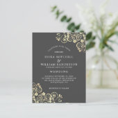 Grey Gold Wedding Invitation RSVP L Website Briefkaart (Staand voorkant)