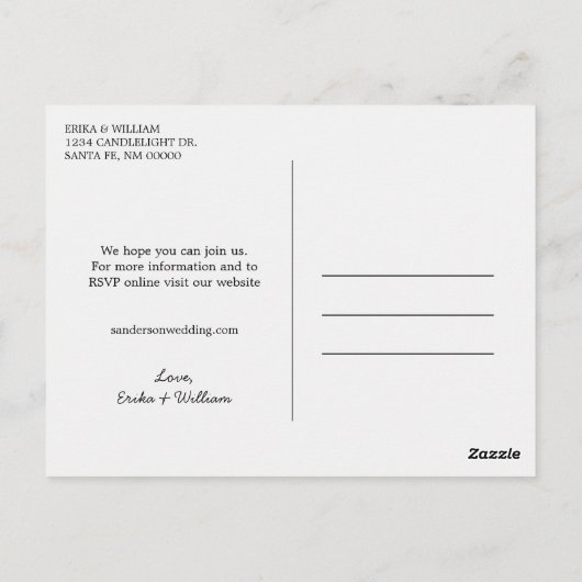 Grey Gold Wedding Invitation RSVP L Website Briefkaart (Achterkant)