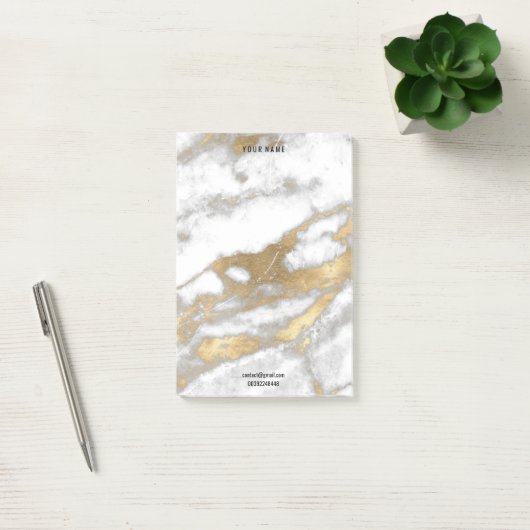 Grey Gold White marble Stone Name Adress Lux Post-it® Notes (Kantoor)