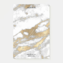 Grey Gold White marble Stone Name Adress Lux Post-it® Notes