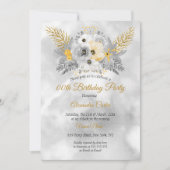 Grey Gold Yellow Floral Bouquet Birthday Party Kaart (Voorkant)