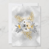 Grey Gold Yellow Floral Bouquet Birthday Party Kaart (Achterkant)