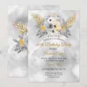 Grey Gold Yellow Floral Bouquet Birthday Party Kaart (Voorkant / Achterkant)