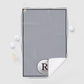 Grey golf ball monogrammed initial custom mens golfhanddoek (Insitu)