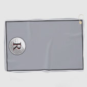 Grey golf ball monogrammed initial custom mens golfhanddoek (Horizontaal)
