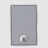 Grey golf ball monogrammed initial custom mens golfhanddoek (Voorkant)