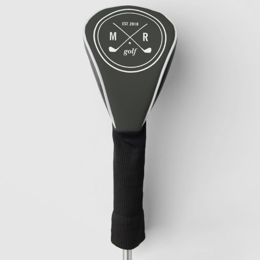 Grey | Golf CLub | gepersonaliseerd monogram logo Golfheadcover (Voorkant)