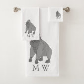 Grey Gorilla Design Monogrammed Bad Handdoek (Insitu)