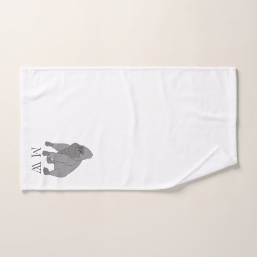 Grey Gorilla Design Monogrammed Bad Handdoek (Handdoek)